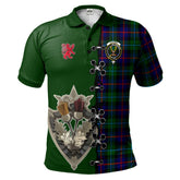Clan Calder Modern Tartan Polo Shirt - Lion Rampant And Celtic Thistle Style SS32 Calder Modern Tartan Tartan Polo